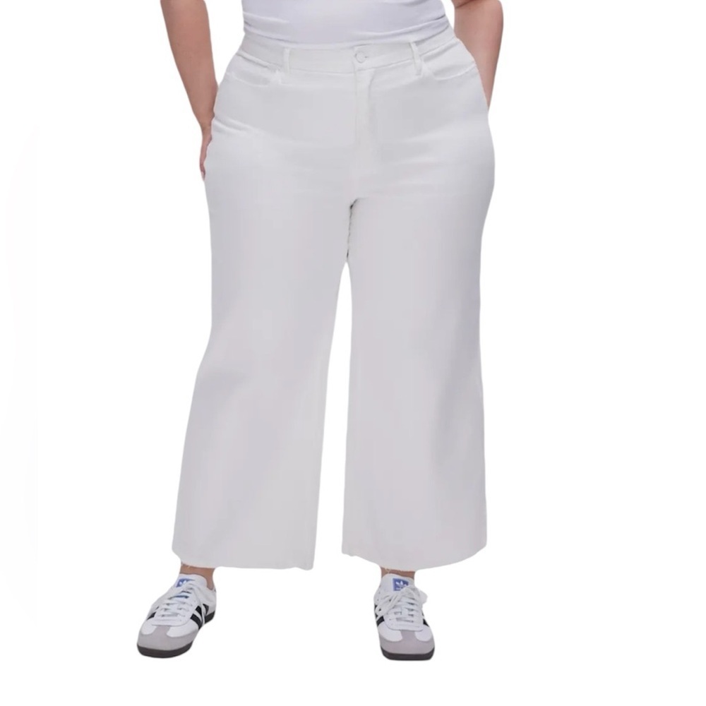 Good American Good Waist Palazzo Crop Jeans Women’s Size 24 White High Rise NWT